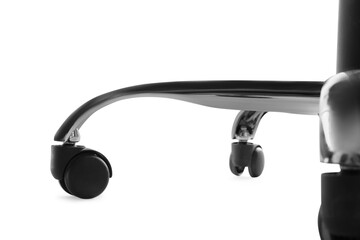 Modern office chair isolated on white, closeup. Base with casters