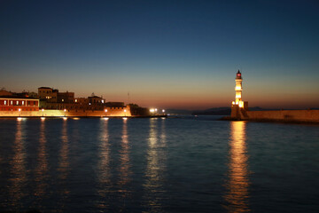 Obraz premium Venetian Lighthouse at Chania - Crete, Greece