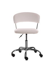 White leather office chair isolated on white