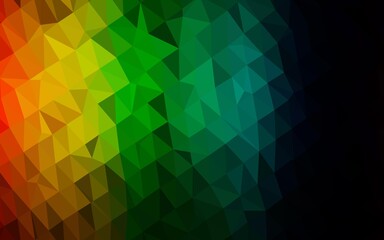 Dark Multicolor, Rainbow vector shining triangular template.