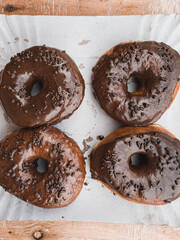 chocolate donuts on a plate