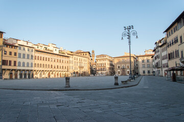 View of Piazza Santa Croce in Florence, Tuscany, Italy.