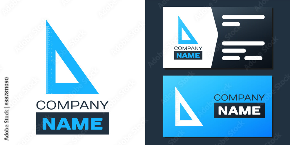 Poster logotype triangular ruler icon isolated on white background. straightedge symbol. geometric symbol. 