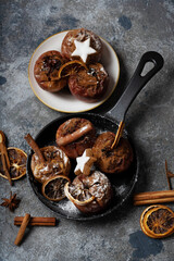 Backed apples with Chrismas Decorations