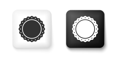 Black and white Quality emblem icon isolated on white background. Square button. Vector.