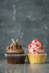 cupcakes with chocolate frosting and sprinkles