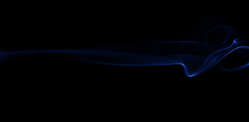 Smoke blue isolated on black background and texture, clipping path