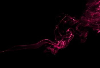 Smoke red isolated on black background and texture, clipping path