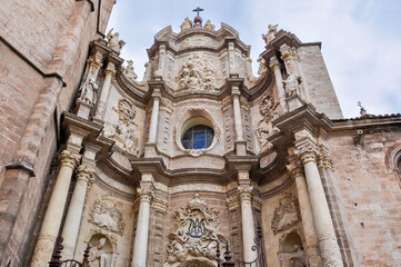 Fototapeta na wymiar Valencia cathedral facade in Spain