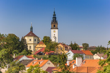 Fototapeta na wymiar Cityscape with the historic cathedral in Litomerice, Czech Republic