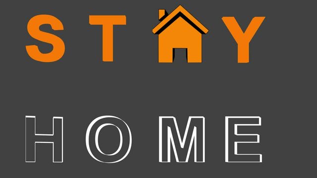 STAY HOME. STAY SAFE Message on grey background. spinning botom text changing from home to safe.