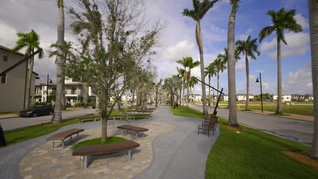 Downtown Doral Miami parkscape 4k motion video