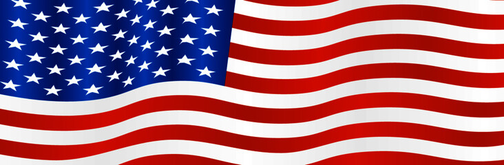Beautiful USA United States of America flag waving vector illustration.