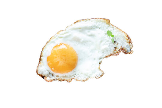 Fried Egg White And Yolk Scrambled Eggs Eat With Forks  Tasty Serving Size Portion Top View Copy Space For Text Food Background Rustic