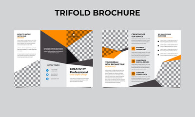 Set of business tri-fold brochure template with turquoise color in a4 size layout. Corporate design