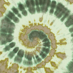 Teal Spiral Pattern. Tye Die Fabric Circle. Army 