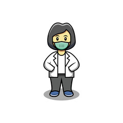 Illustration Of A Female Doctor Using A Medical Mask
