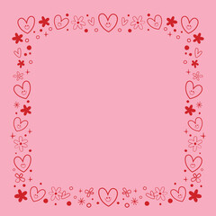 frame border design with cute hearts and flowers