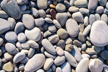 sea pebbles, natural background, texture. Sea background and beach.