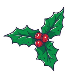 Element of christmas holly for new year holiday