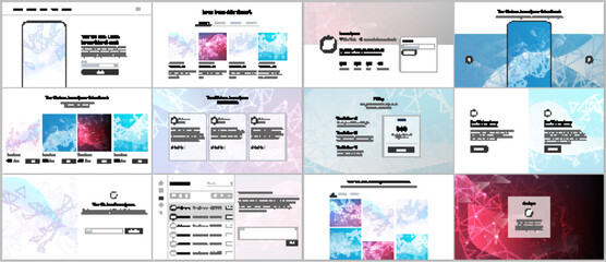 Vector templates for website design, presentations, portfolio. Templates for presentation slides, flyer, leaflet, brochure cover, report. Polygonal science background with connecting dots and lines.