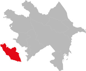 Fototapeta na wymiar Nakhchivan region isolated on Azerbaijan. Gray background.