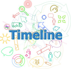 Text Timeline. Time concept . Simple infographics thin line icons set