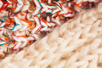 macro photo of different woolen threads