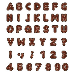 Vector cartoon Chocolate font letters and numbers
