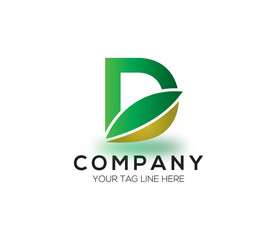 D Alphabet Nature Logo Design Concept