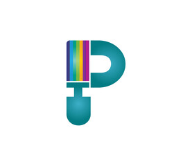 P Alphabet Paint Logo Design Concept