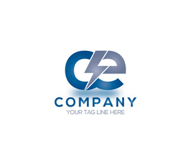 CE Alphabet Electric Logo Design Concept