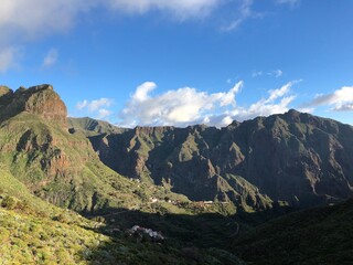 sky, mountains, sun, nature