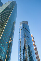 Fototapeta na wymiar Skyscrapers in Moscow, Moscow City. Office buildings, business skyscrapers in Moscow.