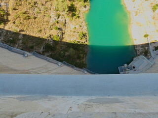 Magnificent bird's eye view from the top of the Bimont dam in Provence near Aix en Provence