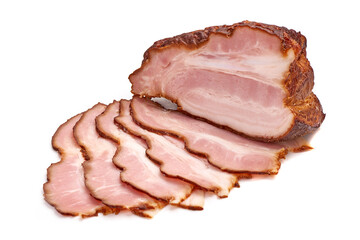 Smoked Pork meat, isolated on white background
