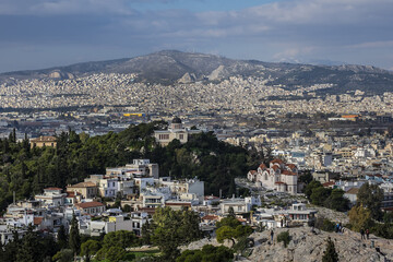 Fototapeta na wymiar Athens Panoramic view from Acropolis hill. Athens, Greece.