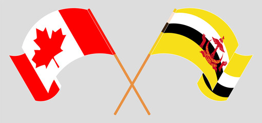 Crossed flags of Brunei and Canada