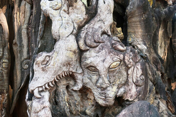 Fototapeta na wymiar Religious wooden symbol in temple in Chiang Mai, Thailand, Asia