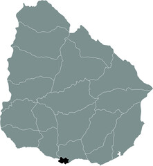 Obraz premium Black Location Map of the Uruguayan Department of Montevideo within Grey Map of Uruguay
