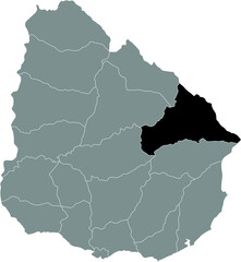 Black Location Map of the Uruguayan Department of Cerro Largo within Grey Map of Uruguay