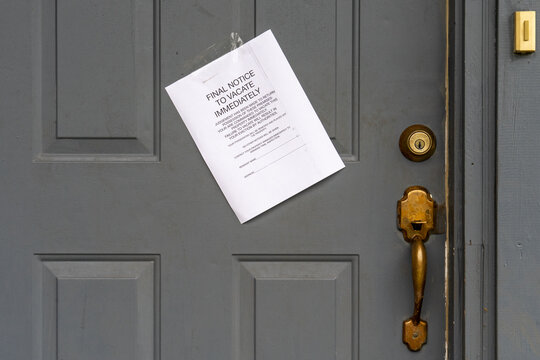 Eviction Final Notice to Vacate Immediately on House Door