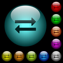Exchange icons in color illuminated glass buttons