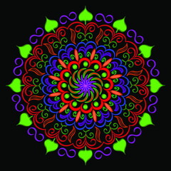 Ethnic mandala with colorful ornament.