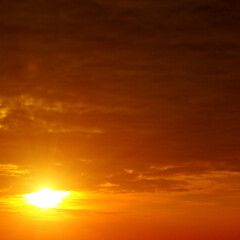 Scenic orange sunset sky background