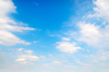 Naklejka na ściany i meble Blue sky and beautiful clouds on horizon.