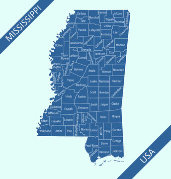 County map of Mississippi