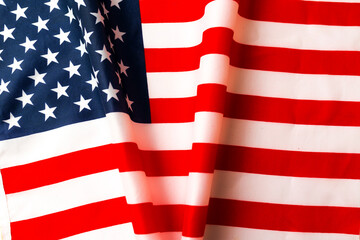 Top view USA american flag and victory shape 