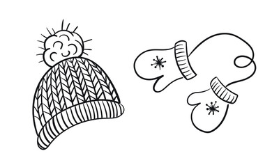 Winter cloths isolated on white, vector