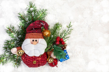 Winter or Christmas composition with Santa Claus.